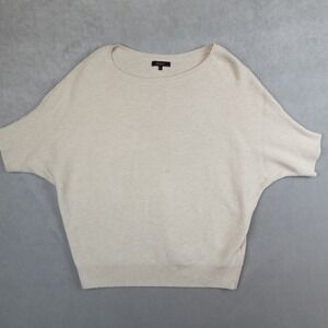 Quince Sweater Womens Cotton Cashmere Link Stitch Dolman Heather Oatmeal Size S